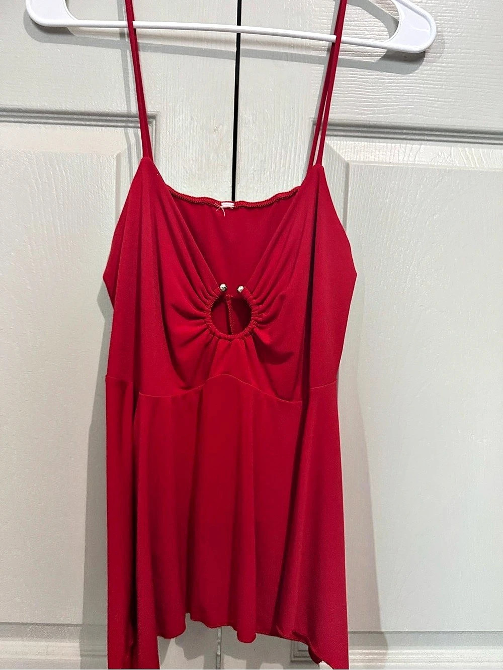 Red Asymmetrical Mini blouse Like New